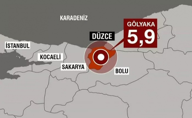 Düzce'nin Gölyaka ilçesinde 5,9 büyüklüğünde korkutan deprem