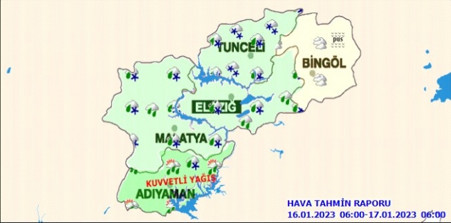 16 Ocak Pazartesi Malatya Hava Durumu