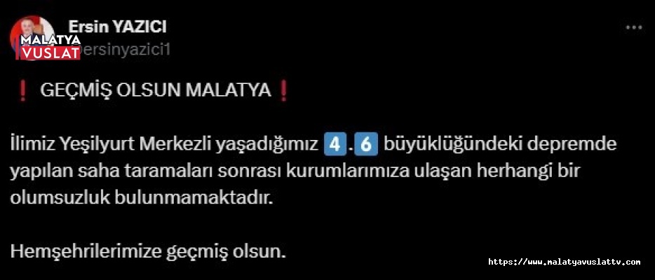 Malatya Valisi Yazıcı'dan Açıklama
