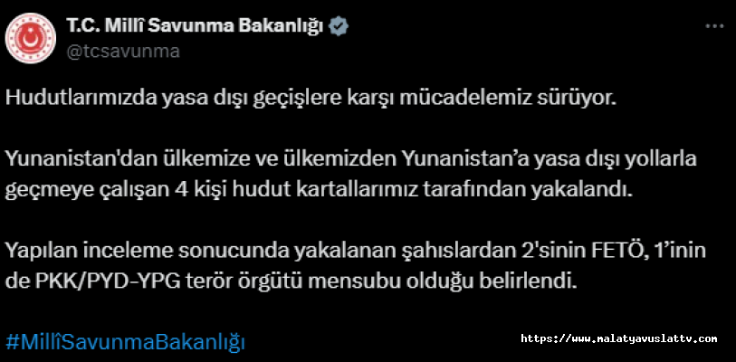 4 Kişi Hudut Kartallarımız Tarafından Yakalandı