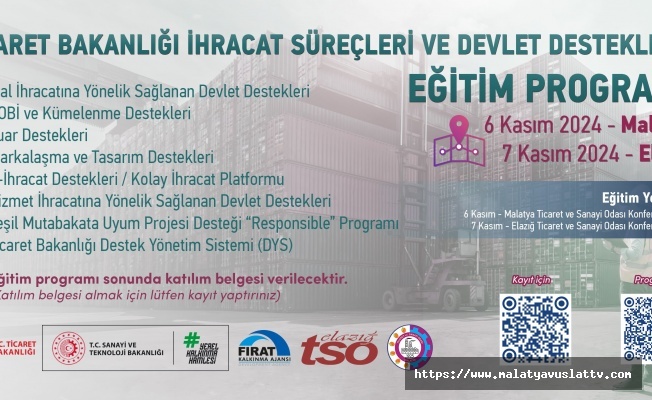 Bakanlığın İhracat Süreçleri ve Devlet Destekleri Eğitim Programı Başlıyor