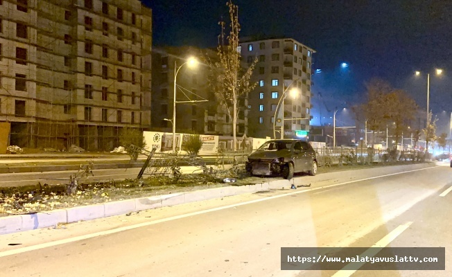 Köpeğe Çarpan Otomobil Kontrolden Çıkıp Refüje Çarptı