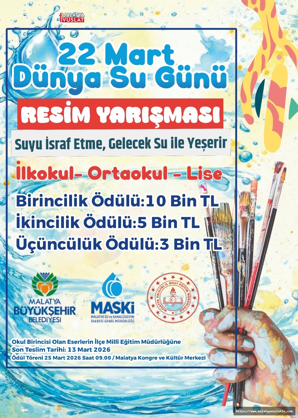 MASKİ’DEN ÖĞRENCİLERE ANLAMLI YARIŞMA: “SUYU İSRAF ETME, GELECEK SU İLE YEŞERİR”