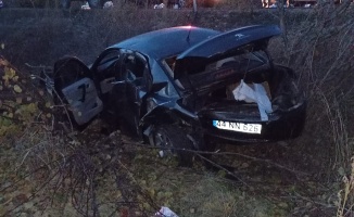 Akçadağ’da Araç Şarampolden Yuvarlandı