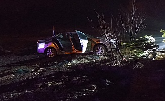 Yağmurda Kayganlaşan Yol Kazaya Neden Oldu,3 Yaralı