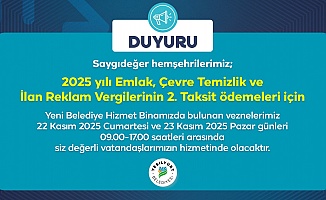 Yeşilyurt Belediyesi’nden Hafta Sonu Vezne Hizmeti!