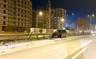 Köpeğe Çarpan Otomobil Kontrolden Çıkıp Refüje Çarptı