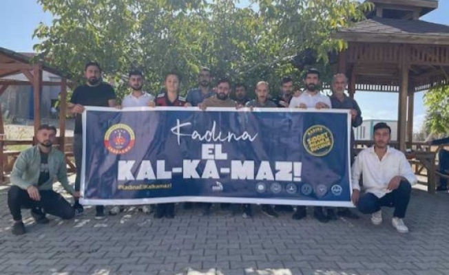 Kadına El Kalkamaz Pankartı Açıldı